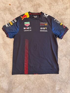 Castore Oracle Red Bull Racing Team Shirt Formula 1 F1 Sponsor Tee Size L